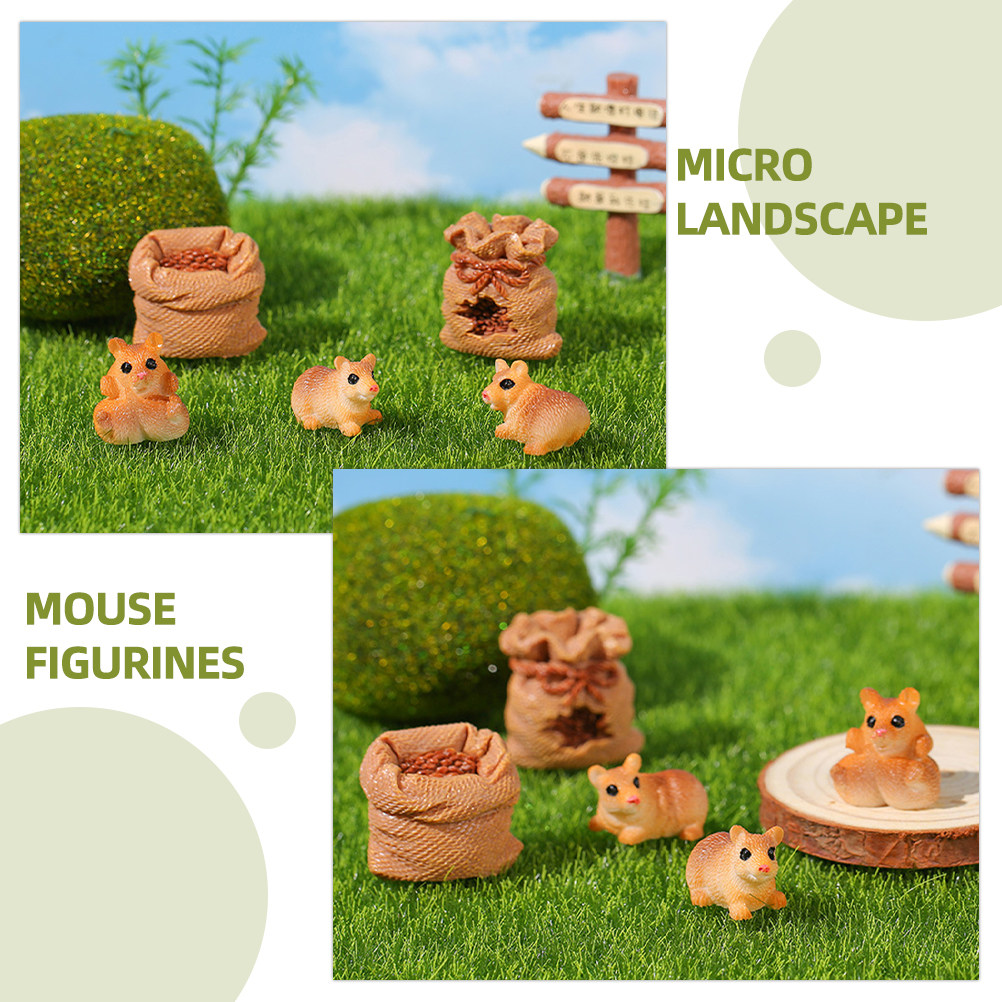 Bonsai Garden Backyard - 1Set Cute Resin Mini Rat Ornament