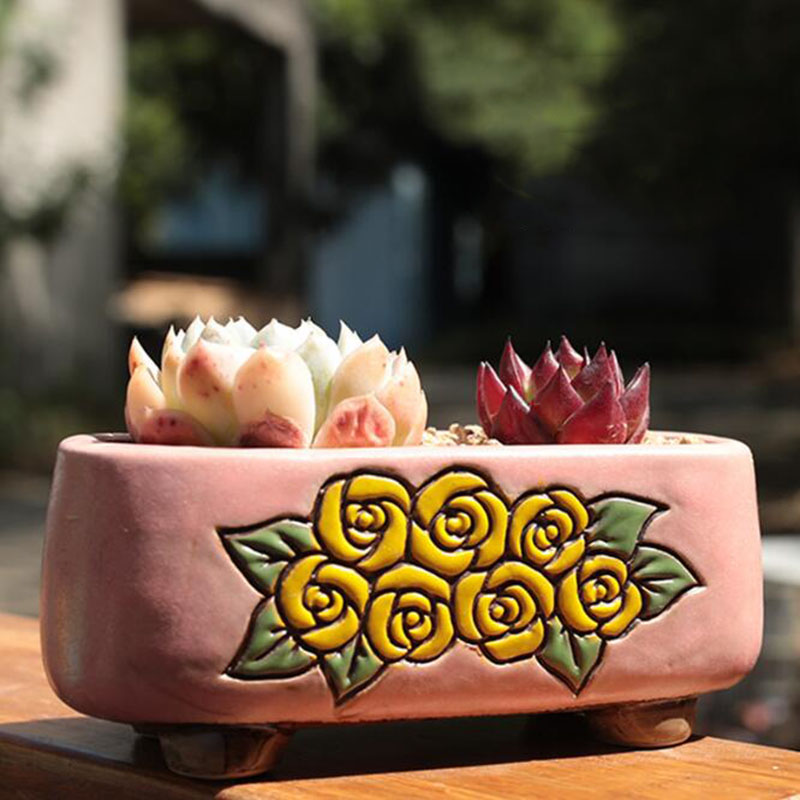 Ceramic Rectangle Floral Patte - Bonsai Garden Europe review and price