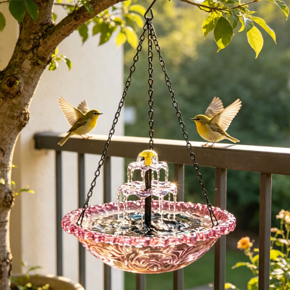 Solar Powered Hanging Birdbath - Bonsai Garden Backyard review and price